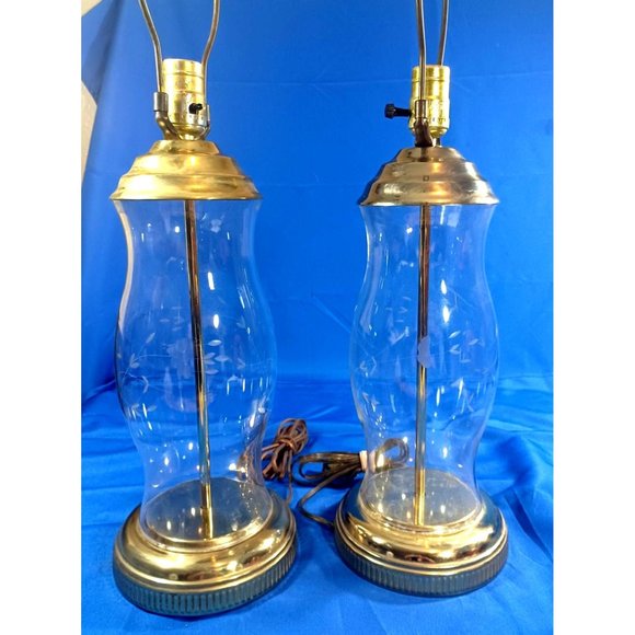 Princess House Other - 2 Vintage  28" Tall Princess House Heritage Brass Crystal Table Lamps Set Rare